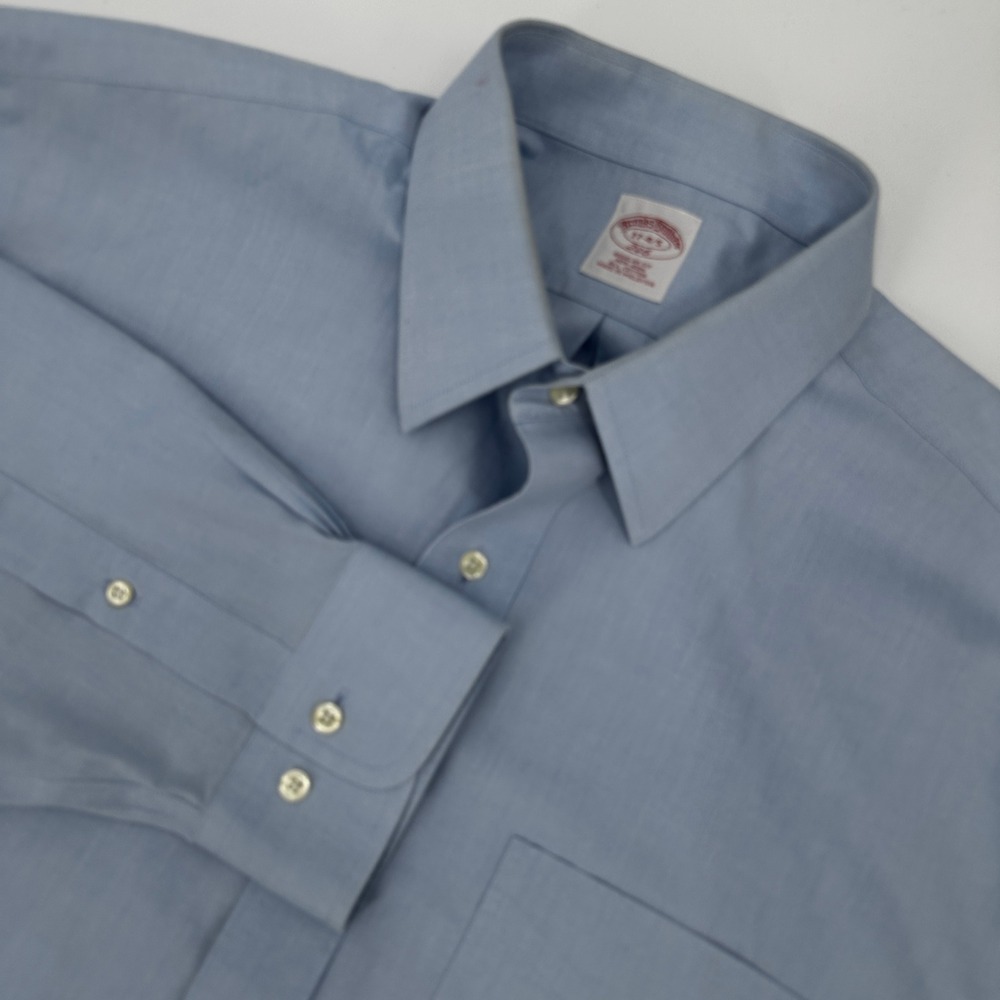 Brooks Brothers Mens Regular Fit Non‎ Iron All Cotton Dress Shirt Blue 17 4 5